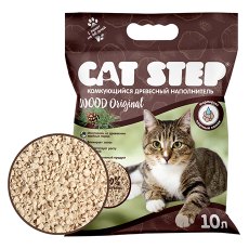 Cat Step Wood Original / Комкующийся растительный наполнитель Кэт Степ для кошачьего туалета Древесный