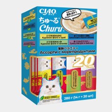 Inaba Ciao Churu / Лакомство-пюре Инаба для кошек Ассорти с морепродуктами