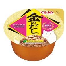 Inaba Ciao Kinnodashi Cup / Консервы Инаба для кошек Тунец Магуро с морским гребешком (цена за упаковку)