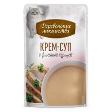 Деревенские лакомства / Крем-суп для кошек для кошек с Филейной курицей (цена за упаковку)