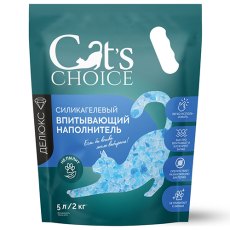 Cats Choice / Силикагелевый впитывающий наполнитель Кэт Чойс для кошачьего туалета с синими гранулами