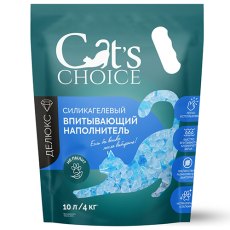 Cats Choice / Силикагелевый впитывающий наполнитель Кэт Чойс для кошачьего туалета с синими гранулами