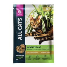 All Cats Sensitive / Паучи Ол Кэтс для кошек с Чувствительным пищеварением Курица в соусе (цена за упаковку)
