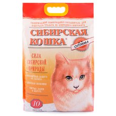 Сибирская Кошка / Наполнитель для кошачьего туалета Оптима Комкующийся