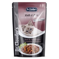 Dr.Clauder`s / Паучи Доктор Клаудерс для взрослых кошек Телятина & Индейка кусочки в соусе (цена за упаковку)