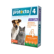 Neoterica Protecto 4 / Капли Неотерика Протекто от Клещей и Блох для кошек и собак весом от 4 до 10 кг