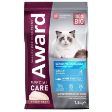 Award Special Care Sensitive Skin&Coat / Сухой корм Авард для взрослых кошек для здоровой кожи и шерсти с Белой рыбой