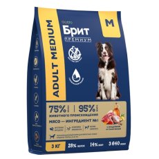 Brit Premium Adult Medium / Сухой корм Брит Премиум для взрослых собак Средних пород Индейка Телятина