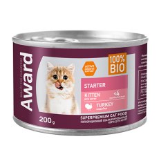 Award Kitten / Влажный корм Авард для Котят с начала прикорма до 4 месяцев, беременных и кормящих кошек Паштет из Индейки (цена за упаковку)