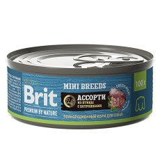 Brit Premium by Nature Mini Breeds / Консервы Брит для взрослых собак Мелких пород Ассорти из Птицы с потрошками (цена за упаковку)