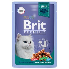 Brit Premium Sterilised Jelly Duck & Apples / Паучи Брит Премиум для Стерилизованных кошек Утка с Яблоками в желе (цена за упаковку)