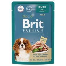 Brit Premium Mini / Паучи Брит Премиум для взрослых собак Мелких пород Утка с яблоком в соусе (цена за упаковку)