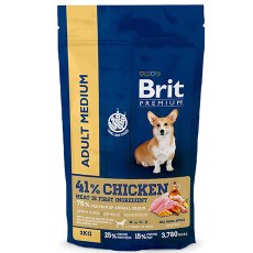 Brit Premium Adult Medium / Сухой корм Брит Премиум для взрослых собак Средних пород Курица