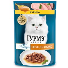 Гурмэ Перл / Влажный корм Паучи Пурина Гурмэ Перл Соус Де-люкс для взрослых кошек с курицей (цена за упаковку)