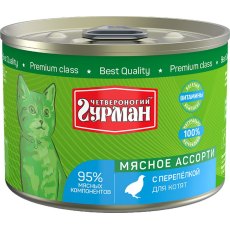 Четвероногий Гурман Мясное ассорти / Консервы для Котят с Перепелкой (цена за упаковку)