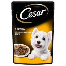 Cesar / Паучи Цезарь для собак Курица и зелёные овощи (цена за упаковку)