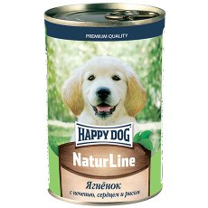 Happy Dog NaturLine / Консервы Хэппи Дог для Щенков Ягненок с печенью, сердцем и рисом (цена за упаковку, Россия)