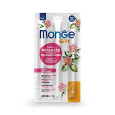 Monge Gift Skin support Soft Sticks / Лакомство Монж для кошек Мягкие палочки с Треской и красным клевером для здоровой кожи