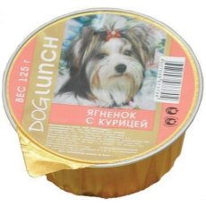 Dog Lunch / Консервы ДогЛанч для взрослых собак Ягненок с Курицей крем-суфле (цена за упаковку)