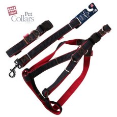 GiGwi Pet Collar Set / Набор Гигви Поводок-Ошейник XL-Шлейка 48-70см Джинса & нейлон c Красными вставками 2,5х120см GiGwi Pet Collar Set / Набор Гигви Поводок-Ошейник XL-Шлейка 48-70см Джинса & нейлон c Красными вставками 2,5х120см