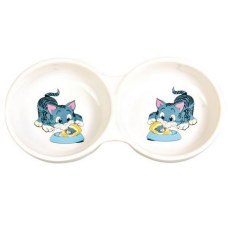 Trixie "Кошки" / Миска Трикси для кошек Двойная Керамическая