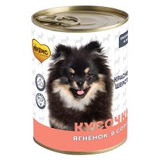 Мнямс Красивая Шерсть Влажный корм Консервы для собак всех пород Кусочки в соусе с Ягненком (цена за упаковку)