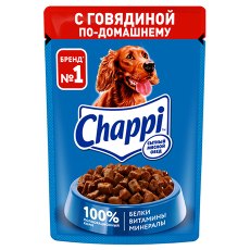 Chappi / Паучи Чаппи для собак Говядина по-домашнему (цена за упаковку)