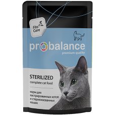 Probalance Sterilized / Влажный корм Паучи Пробаланс для Стерилизованных кошек и Кастрированных котов (цена за упаковку)