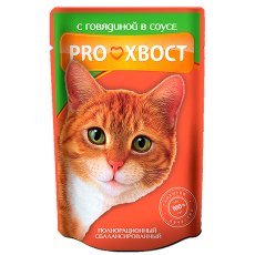 ProХвост / Паучи Прохвост для кошек Говядина в соусе (цена за упаковку)