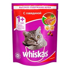 Whiskas / Сухой корм Вискас для взрослых кошек подушечки-паштет с Говядиной