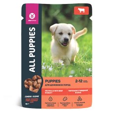 All Puppies / Паучи Ол Паппис для Щенков Тефтельки с Говядиной в соусе (цена за упаковку)