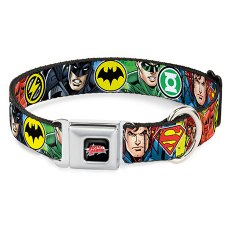 Buckle-Down / Ошейник Бакл-Даун для собак с Металлической застёжкой Лига Справедливости портреты и лого мультицвет