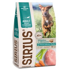 Sirius / Сухой корм Сириус для взрослых собак Крупных пород Индейка с овощами