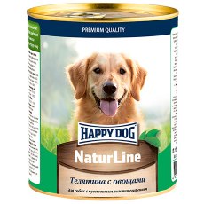 Happy Dog NaturLine / Консервы Хэппи Дог для собак Телятина с овощами (цена за упаковку, Россия)