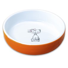 Mr.Kranch / Миска керамическая для кошек Кошка с бантиком 370 мл