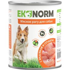 Ekonorm / Консервы Эконорм для собак Мясное рагу с Индейкой и сердцем (цена за упаковку)