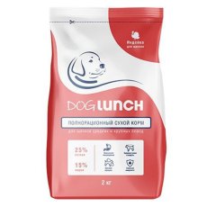 Dog Lunch / Сухой корм ДогЛанч для Щенков Средних и Крупных пород с Индейкой
