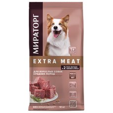 Мираторг Extra Meat / Сухой корм для взрослых собак Средних пород старше 1 года с Говядиной Black Angus