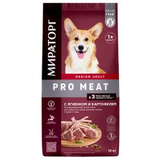 Мираторг Pro Meat / Сухой корм для взрослых собак Cредних пород старше 1 года с Ягненком и картофелем