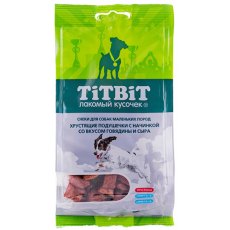 Titbit / Лакомство Титбит для собак для Мелких пород Хрустящие подушечки с начинкой со вкусом Говядины и Сыра