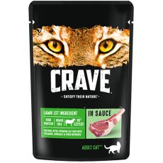 Crave Adult Cat Lamb / Беззерновые Паучи Крэйв для взрослых кошек Ягненок в соусе (цена за упаковку)