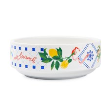 Mr.Kranch / Миска фарфоровая Мистер Кранч для собак и кошек Лимоны Белая