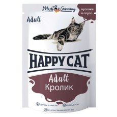 Happy Cat / Паучи Хэппи Кэт для кошек Кролик в соусе (цена за упаковку, Россия)