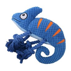 Mr.Kranch / Игрушка Мистер Кранч для собак Хамелеон плюшевая с канатиками и пищалкой синяя