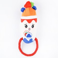 Mr.Kranch / Игрушка Мистер Кранч для собак Йогурт плюшевая с канатиком и пищалкой