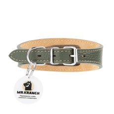 Mr.Kranch / Ошейник-cеледка Мистер Кранч для собак из Натуральной кожи с QR-адресником Оливковый Mr.Kranch / Ошейник-cеледка Мистер Кранч для собак из Натуральной кожи с QR-адресником Оливковый