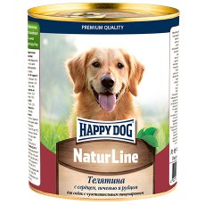 Happy Dog NaturLine / Консервы Хэппи Дог для собак Телятина с сердцем, печенью и рубцом (цена за упаковку, Россия)