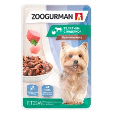 Зоогурман Влажный корм Паучи для собак кусочки в желе Телятина с индейкой (цена за упаковку)