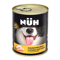 Nuh Dog Medium Large Breed / Беззерновой влажный корм Нюх для взрослых собак Средних и Крупных пород рубленное мясо Курицы с розмарином (цена за упаковку)