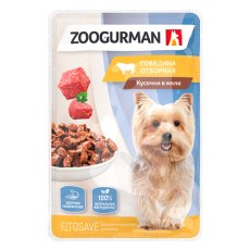 Зоогурман Влажный корм Паучи для собак кусочки в желе Говядина отборная (цена за упаковку)